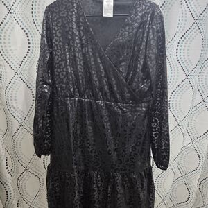 Serra Black Animal Print Long Sleeve Dress